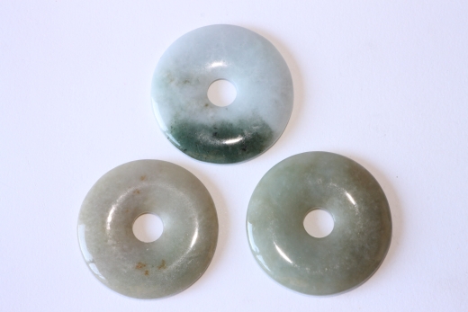 3erSet Jadeit/Jade Donuts ca.40mm Burma