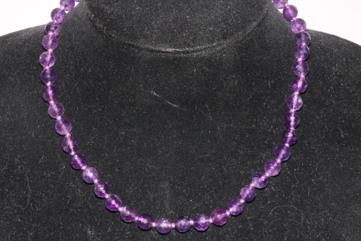 Amethyst-Kugelkette 8mm/45cm fac./Karab.