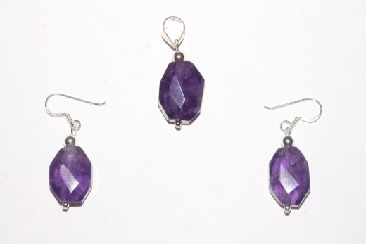 Ohrh./Anhänger-Set Amethyst 