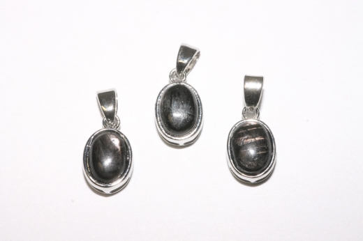 3St. Silber-Obsidian Anhänger oval ca.6x8mm