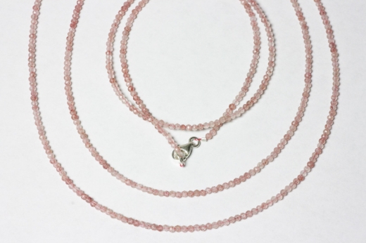 Erdbeerquarz Kugelkette fac. ca2,3mm/45cm