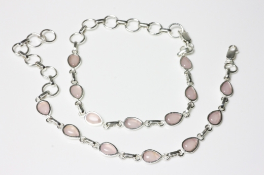 Rosenquarz Armband Cab. 925erSilber