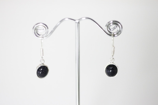 Bluesandstone synth. Earrings Cab. Drop Sterling Silver