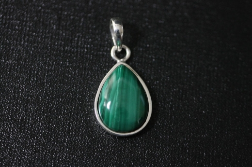 Malakite drop pendant, approx. 15x25mm, Sterling silver