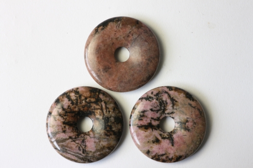 3erSet Rhodonit 40mm Donuts