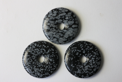 3erSet Schneeflockenobsidian 40mm Donuts