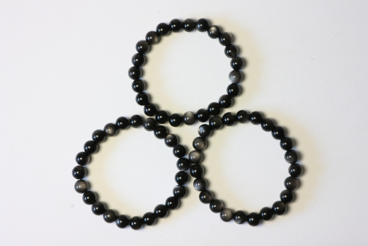 Silber-Obsidian Kugelarmband 8mm