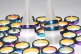 100erSet Hämatitring 6mm rainbow flach