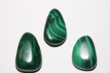 Set of 5 drilled malachite tumbled stones