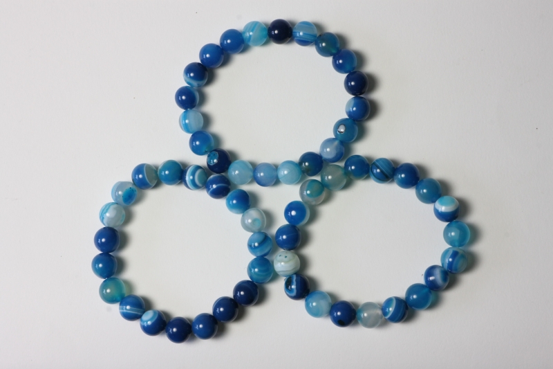 Striped Agate blue Ball Bracelet 10 mm