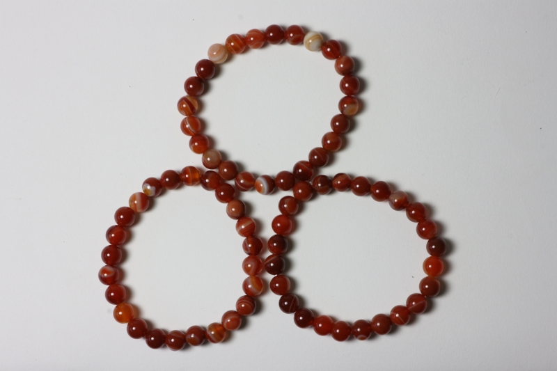 Striped Agate red Ball Bracelet 8 mm