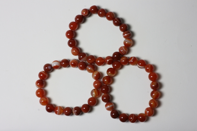 Striped Agate red Ball Bracelet 10 mm