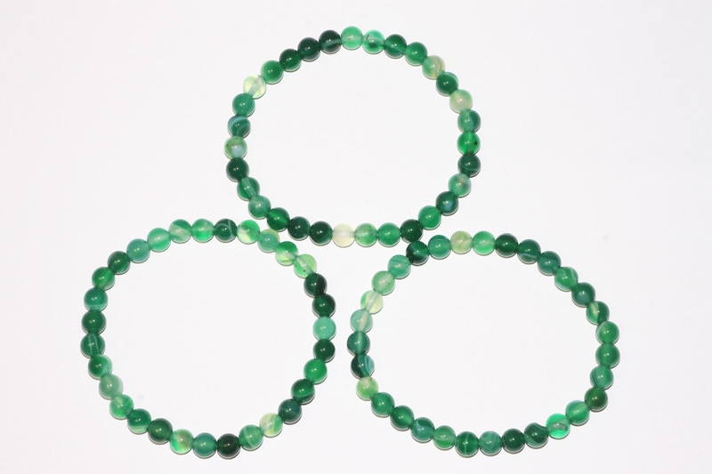 Striped Agate green Ball Bracelet 6 mm