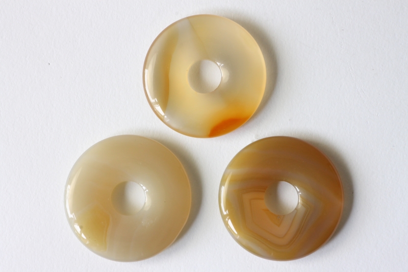 Set of 3 natural agate 30mm donuts