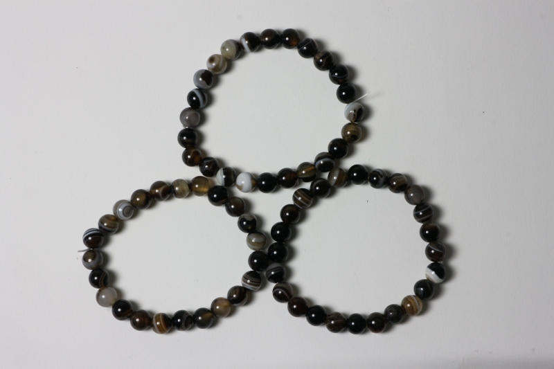 Striped Agate brown Ball Bracelet 8 mm