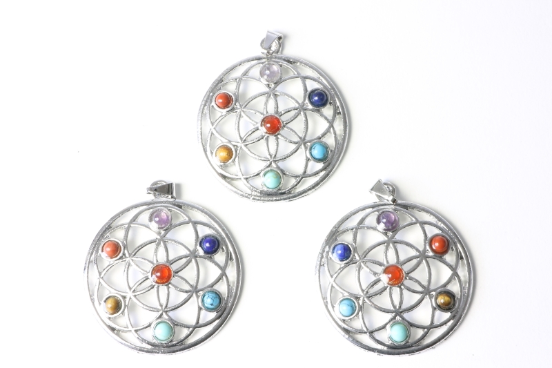 3pcs. Chakra pendant Flower of Life