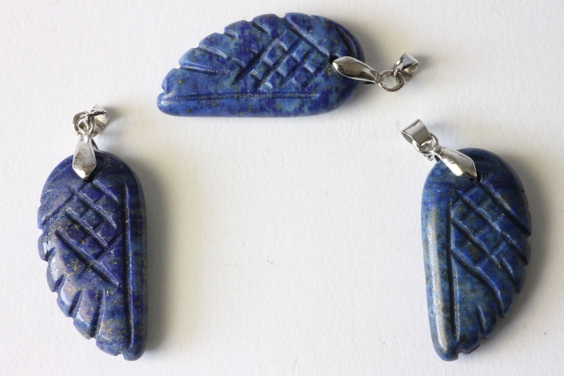 3pcs. Lapis colored Pendant wings