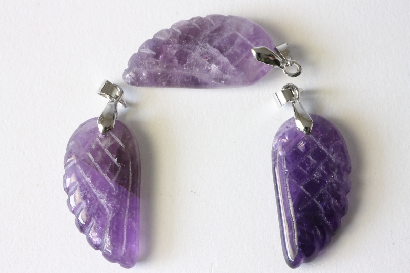 3pcs. Amethyst pendant wings