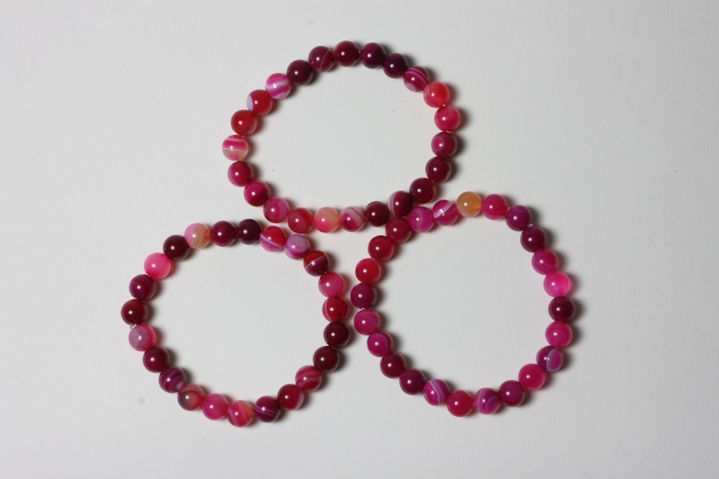 Streifenachat pink Kugelarmband 8 mm