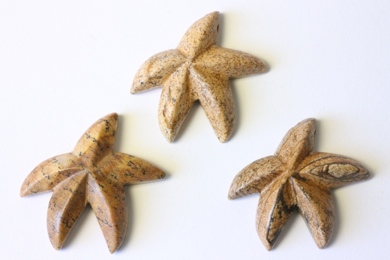 Set of 3 starfish for leather strap landscape jasper