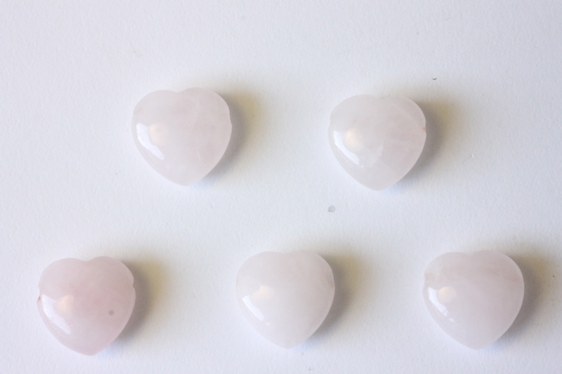 Set of 5 hearts drilled rose quartz