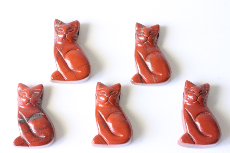 Set of 5 cat drilled red jasper