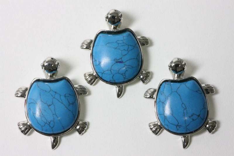 3pcs. Turquoise rec. Turtle pendant