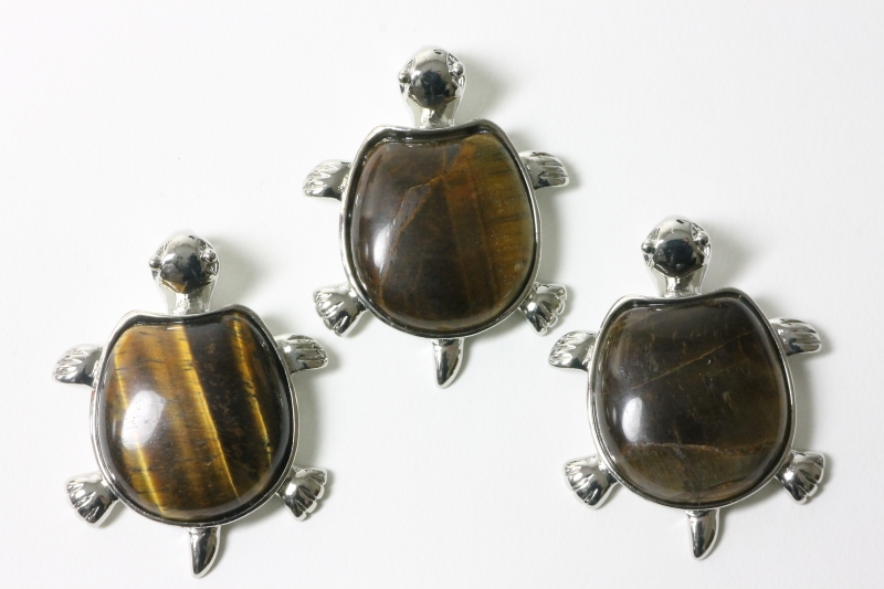 3pcs. Tiger Eye Turtle Pendant