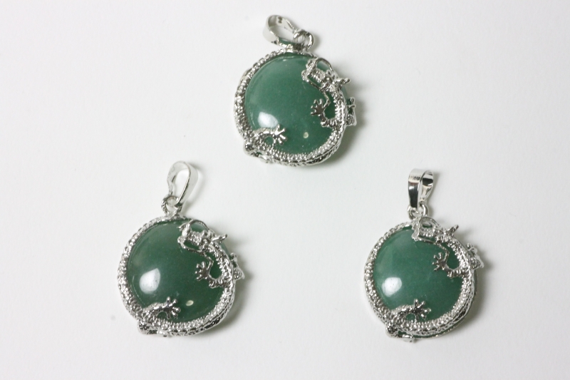 3pcs. Aventurine Dragon Pendant Button