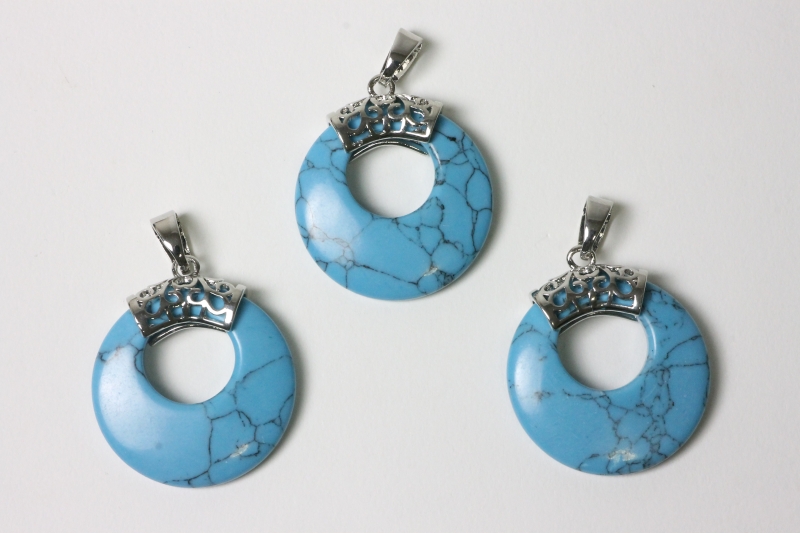 3pcs. Turquoise rec. Donut pendant