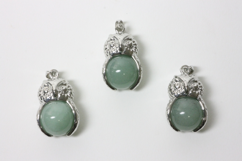 3pcs. Aventurine owl pendant ball