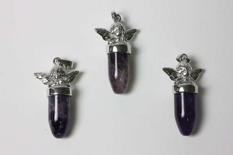 3St. Amethyst Engel-Anhänger Pendel