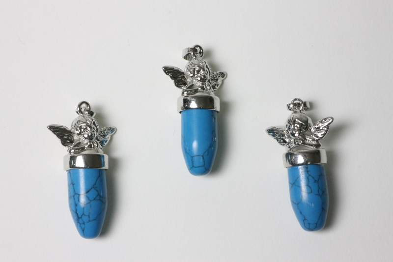 3pcs. Turquoise rec. Angel pendant pendulum