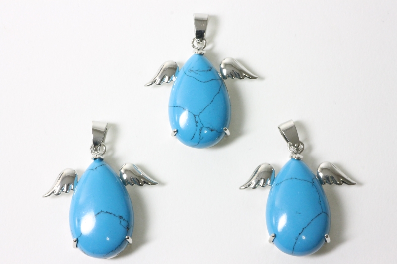 3pcs. Turquoise rec. Angel pendant