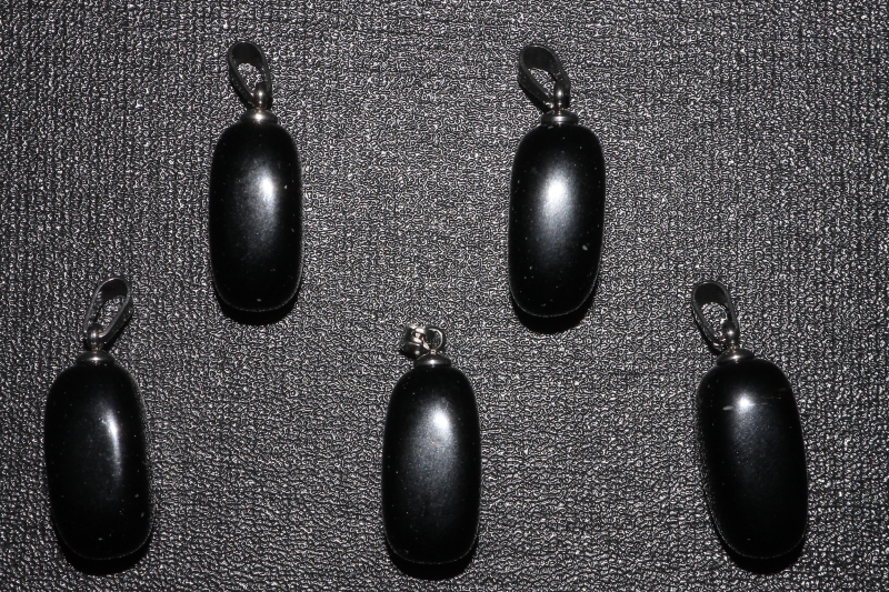 5erSet Obsidian schwarz Trommelstein mit Öse