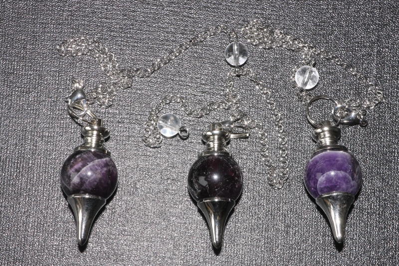 Set of 3 amethyst ball pendulums Indian