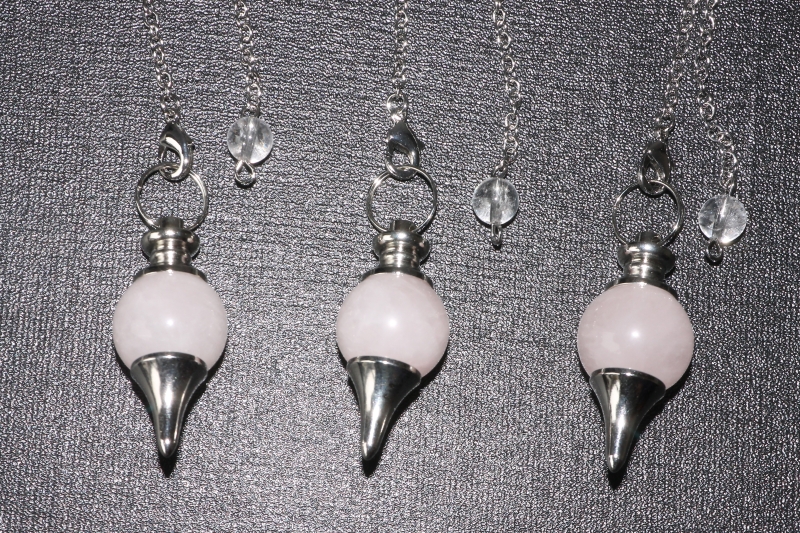 Set of 3 rose quartz ball pendulums Indian