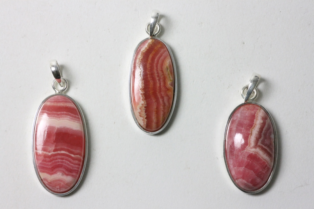 Rhodochrosite pendant 925 silver 8-12gr