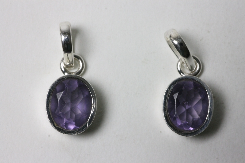 Synthesis (amethyst-colored) pendant made of 925 silver