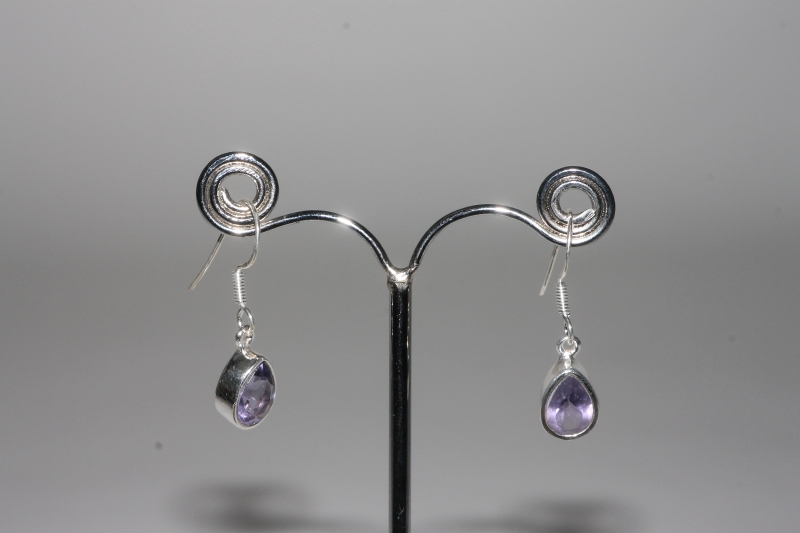 Synthesis (amethyst-colored) earrings fac. Sterling-silver