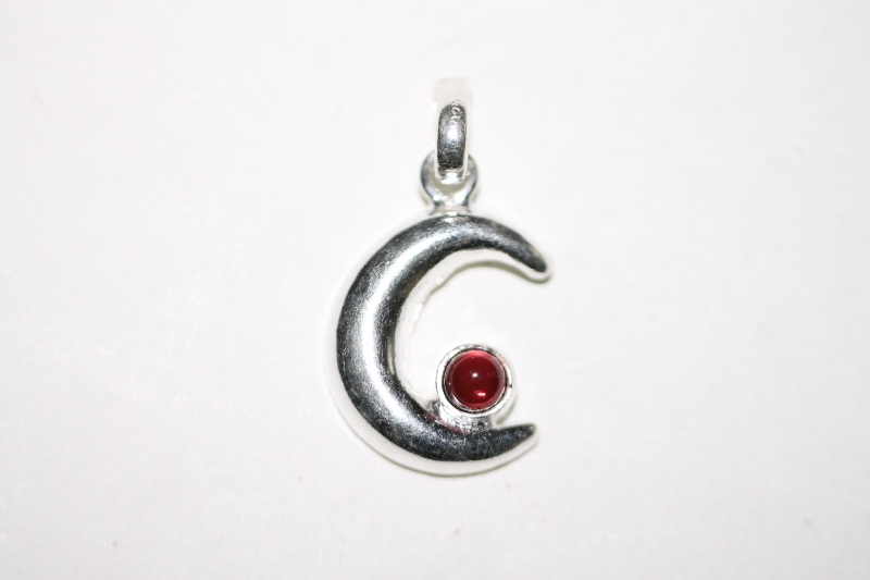 Garnet pendant Moon approx. 16mm 925 silver