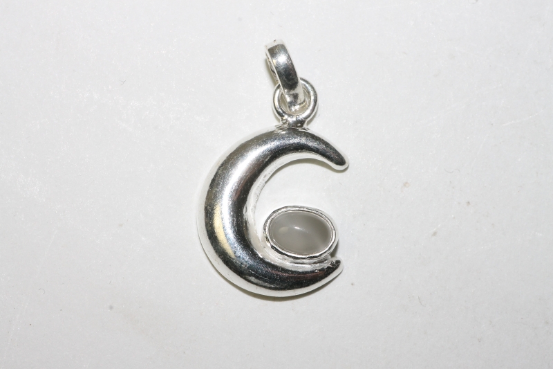 Moonstone pendant Moon approx. 16mm 925 silver