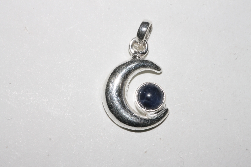 Saphire pendant Moon approx. 16mm 925 silver