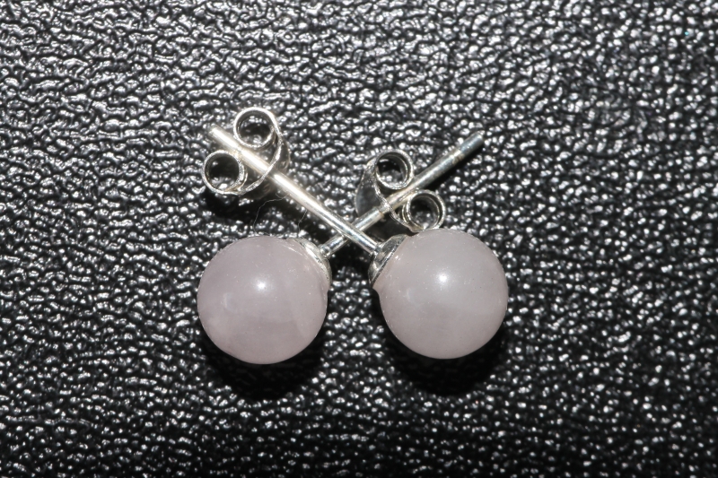 3 pairs of rose quartz earsticks bead 6mm Sterling-silver