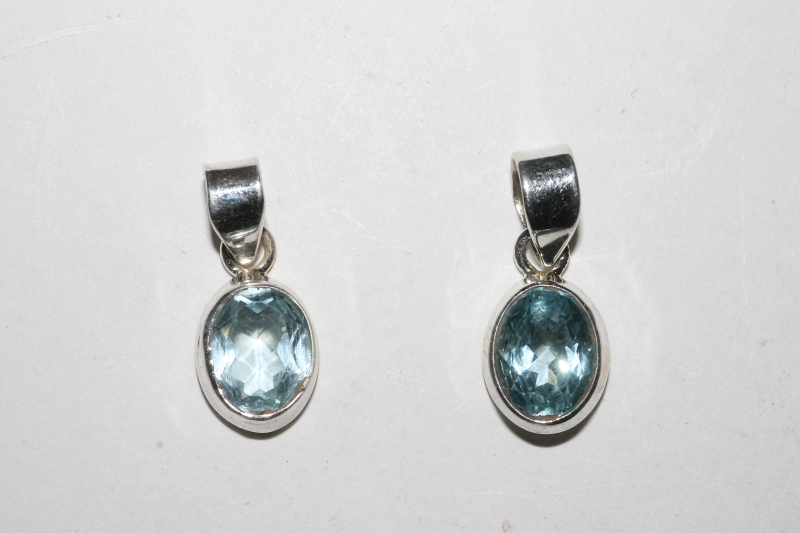 Blue topaz pendant 925 silver approx.12,5x10mm