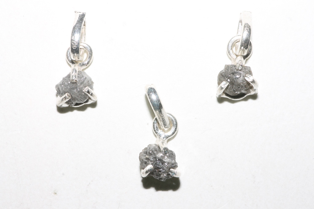 Diamond pendant raw 925 silver