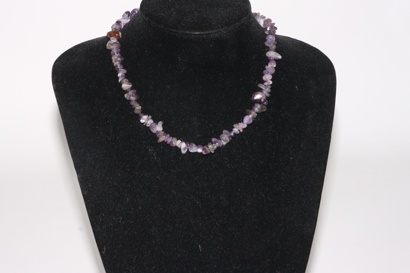 Set of 5 amethyst chips necklace 45cm/carab.