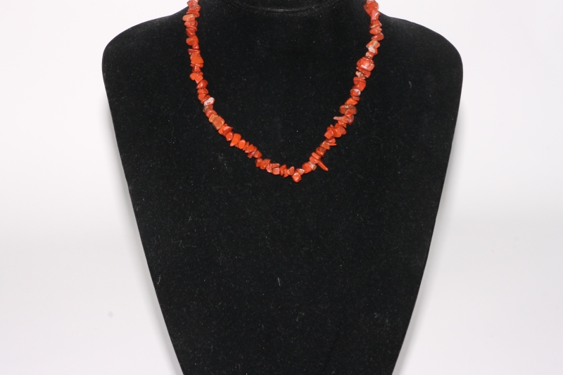 Set of 5 red jasper chips necklace 45cm/carab.