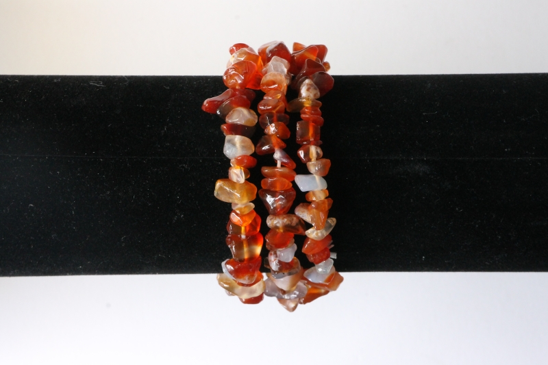 Set of 5 carnelian chips bracelets 19cm stretch