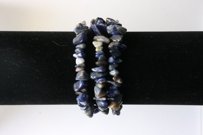 Set of 5 sodalite chips bracelets 19cm stretch